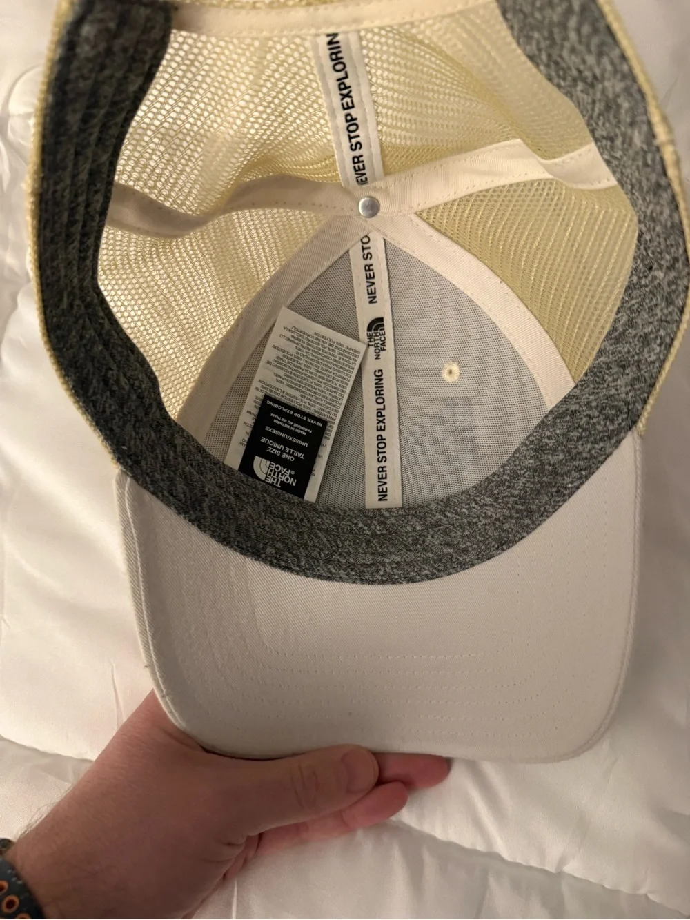 The North Face Cream Front with Tan Mesh Trucker Cap
